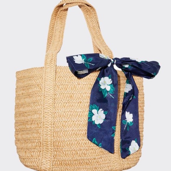 Draper James Handbags - NWT Draper James Straw Bag with Floral Scarf